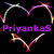 Animated heart outline with shifting colors and text overlays reading 'PriyankaS', 'Will', 'Rock your', and 'Sox off!!!!!!' on a black background.