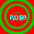 Four identical circular icons with green concentric rings on red background, each containing cyan text "ROPE" in pixelated font.