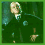 Animated sequence showing a character in green robes with a house crest, transitioning from full-body to close-up while text appears below.