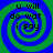 Four identical spiral patterns with blue and green concentric circles, each containing pixelated text reading "u will do wat i say" in black font.