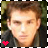 A 3x3 contact sheet of eight animated frames showing a young man with brown hair and dark clothing, each frame featuring a small heart symbol in the bottom-left corner that alternates between red and purple colors across frames.