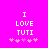 Bright pink background with white text "I LOVE TUTI" and five pink hearts below, two versions of the same design with heart positions differing slightly.