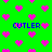 Green background with pink pixelated hearts and blue text reading "CUTLER" in four locations.