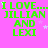 Green text on bright pink background repeats 'I LOVE... JILLIAN AND LEXI' with small white stars scattered across the image.