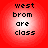 Four identical circular red icons with white gradient centers displaying black pixelated text 'west brom are class' in four lines.