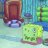 Pixelated static image showing a red-brown structure with a purple base on the left, a green and blue patterned background, and a green-yellow blocky shape on the right.