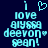 Pixelated cyan text on dark blue background with heart symbol above 'love' and 'deevon' text, two versions side-by-side showing animation change.