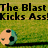 Pixelated image with text 'The BlastBlast 'em! Kicks Ass! #38' above two soccer balls on a grassy field background.