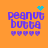 Pixelated purple text 'peanut butta' on orange background with heart and star-like animations above the text.