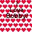 Pixelated heart pattern background with repeated text "I Love Bobby!" in two , transitioning from dark red to light pink hearts