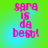 Pixelated pink text on a green-to-blue gradient background reads "sara is da best!" in four identical