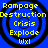 Four identical circular icons with concentric rings on a blue background, each displaying yellow text reading Rampage Destruction Crisis Explode WxI.