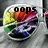 A circular icon with a colorful abstract background displays text that changes from 'oops' to 'I broke them'