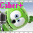Green cartoon character with large eyes and a single antenna appears in three variations with different pink text overlays.