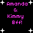 Black background with white starbursts and pink text reading "Amanda & Kimmy Bff!" in four identical quadrants.