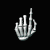A skeletal hand icon in various poses against a black background, with one pose showing the middle finger extended.