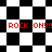 Black-and-white checkered pattern with red text "ROCK ON!!!" repeated across multiple distorted sections of the