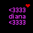 Pixelated purple text and symbols on black background with red heart and starburst animations.