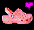 Pixelated pink bunny with red accents and a purple heart, set against black background.