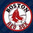 Boston Red Sox logo with red sock and bat on white circle, blue background; black vertical line in center; 'LOVE' and 'THEM!' text blocks flanking the logo.