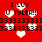 Red background with white heart shapes and repeated black text reading "I LUV U TYLER!!!" in pixelated font.