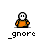 A 4x3 contact sheet of a pixel art animated icon featuring a white stick figure with orange clothing against a gray background, showing multiple frames of motion and interaction.
