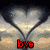 A heart-shaped beach scene with 'love' text, a floating balloon over water, and stick figures saying 'happy Vday!!!'