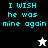 Four display cyan text 'I WISH he was mine again' with a white star icon on black background and a black star icon on light background
