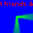 Blue background with red text repeating '4t friends' and a green pixelated waveform outline.