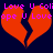 A static image of two red broken hearts on a dark blue background with repeated purple text reading "Love U Coli" and "ope U Love".