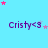 Light blue background with repeated purple text 'Cristy<3' and scattered pink and light gray stars.