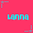 A static image with a bright pink background featuring repeated cyan text 'lanna' and scattered star-shaped pixel clusters in cyan and gray.