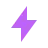 Purple pixelated lightning bolt on solid gray background with gradient shading from light to dark purple.