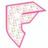 Pixelated pink flag-shaped icon with multicolored pixel clusters inside, set against a white background.