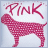 Pixelated pink dog silhouette with 'PINK' text above, two states showing text color variation from dark to light pink.
