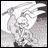 Pixelated grayscale image of a rabbit-like character with large ears and a sword, next to black background with white text reading "Anime IM" and "COM".