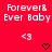 Red background with white pixelated text 'Forever& Ever Baby' and two '<3' symbols, transitioning to black heart icons below.