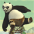 Pixelated panda in martial arts pose with one arm extended, wearing brown pants and green shoes against a light green background.