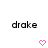 Pixelated text 'drake' appears in three above pink heart icons, with heart animations changing between frames