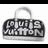 Static grayscale icon of a handbag with stylized text on the front, rendered in pixelated low-resolution style against white background.