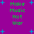 Purple background with blue star shapes and green text reading 'Make Music Not War' in four identical vertical