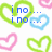 Pixelated heart-shaped outlines in green, pink, and blue with overlaid text fragments on a white background.