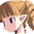 Pixelated cartoon-style icon of a character with brown hair and pointed ears, facing left against white background.
