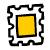 A static pixelated icon featuring a yellow square bordered by black, enclosed within an irregular white frame with jagged edges.