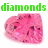 Green text 'diamonds' appears above a pink watermelon slice icon, which then changes to show 'are' and later 'forever<3' with the same watermelon.