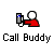 A static pixel art icon shows a red hand holding a blue phone with white circular eyes, below which 'Call Buddy' text appears in gray.