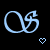 Five distinct color variations of a stylized intertwined 'Q' and 'S' symbol with small heart icons below each, displayed on black background.