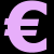 A static image of multiple light purple symbols and characters on a black background, including currency signs, letters with diacritics, and copyright notices.