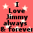 Red background with white stars and black text reading 'I Love Jimmy always & forever' in two identical vertical sections.