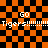 Orange and black checkered background with repeated 'GO Tigers!!!!!!!!' text in white pixelated font, showing animation changes in the right section.